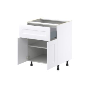 Jasmine Painted Warm White  Shaker Assembled Base Cabinet with 2 Doors and a 10 in. Drawer (27 in. W X 34.5 in. H X 24 in. D)