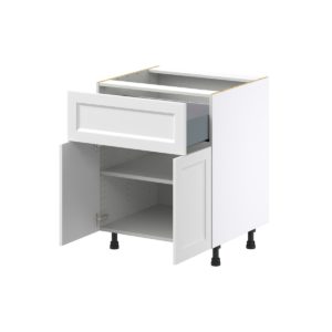 Magnolia Painted Bright White Recessed Assembled Base Cabinet with 2 Doors and a 10 in. Drawer (27 in. W X 34.5 in. H X 24 in. D)