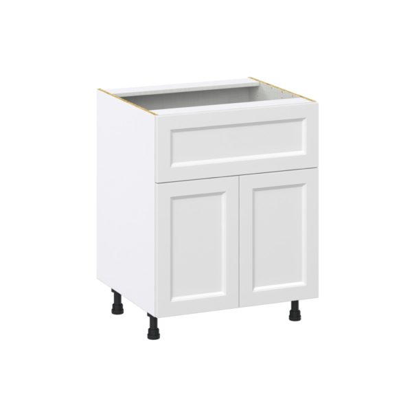 Magnolia Painted Bright White Recessed Assembled Base Cabinet with 2 Doors and a 10 in. Drawer (27 in. W X 34.5 in. H X 24 in. D)