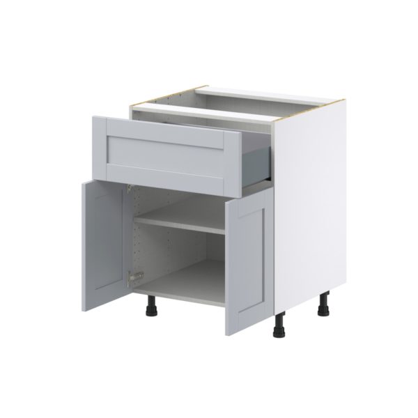 Sea Holly Light Gray  Shaker Assembled Base Cabinet with 2 Doors and a 10 in. Drawer (27 in. W X 34.5 in. H X 24 in. D)