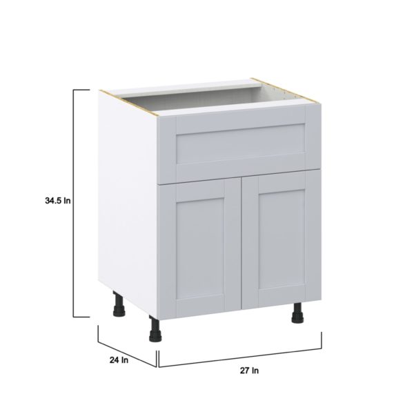 Sea Holly Light Gray  Shaker Assembled Base Cabinet with 2 Doors and a 10 in. Drawer (27 in. W X 34.5 in. H X 24 in. D)