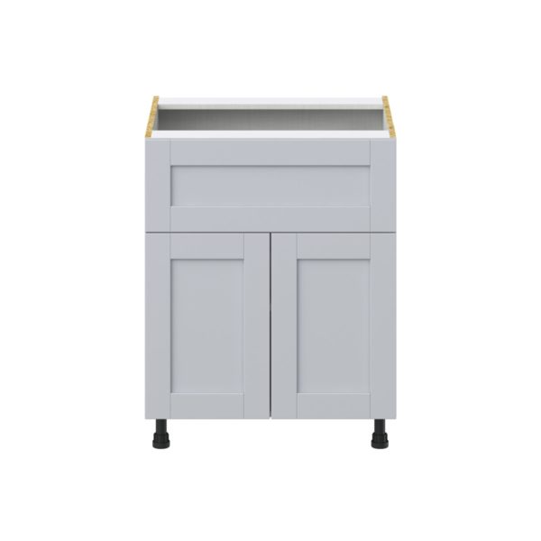 Sea Holly Light Gray  Shaker Assembled Base Cabinet with 2 Doors and a 10 in. Drawer (27 in. W X 34.5 in. H X 24 in. D)