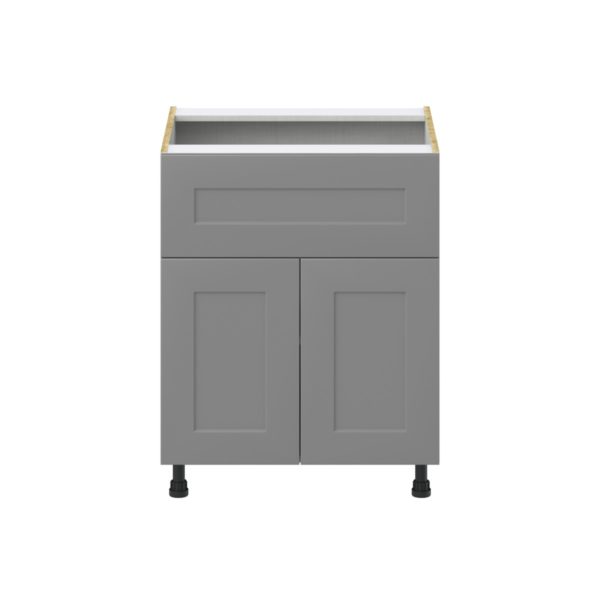 Willow Painted Slate Gray  Shaker Assembled Base Cabinet with 2 Doors and a 10 in. Drawer (27 in. W X 34.5 in. H X 24 in. D)