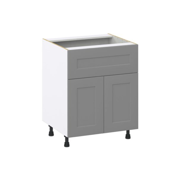 Willow Painted Slate Gray  Shaker Assembled Base Cabinet with 2 Doors and a 10 in. Drawer (27 in. W X 34.5 in. H X 24 in. D)