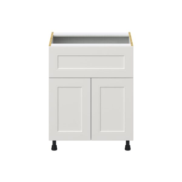 Wisteria Painted Light Gray Recessed Assembled Base Cabinet with 2 Doors and a 10 in. Drawer (27 in. W X 34.5 in. H X 24 in. D)