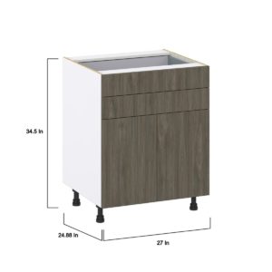 Cordyline Textured Slab Walnut Assembled Base Cabinet with 2 Doors and Two 5 in. Drawers (27 in. W X 34.5 in. H X 24 in. D)