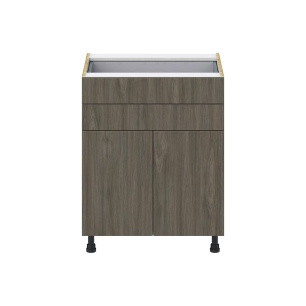 Cordyline Textured Slab Walnut Assembled Base Cabinet with 2 Doors and Two 5 in. Drawers (27 in. W X 34.5 in. H X 24 in. D)