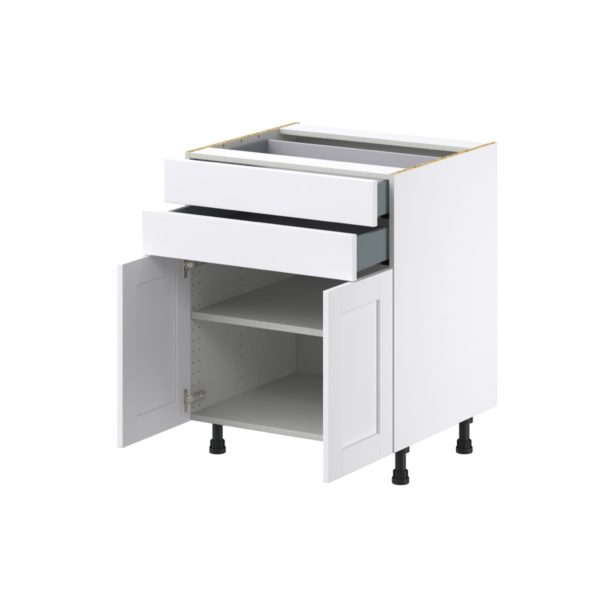 Dahlia Bright White  Shaker Assembled Base Cabinet with 2 Doors and Two 5 in. Drawers (27 in. W X 34.5 in. H X 24 in. D)