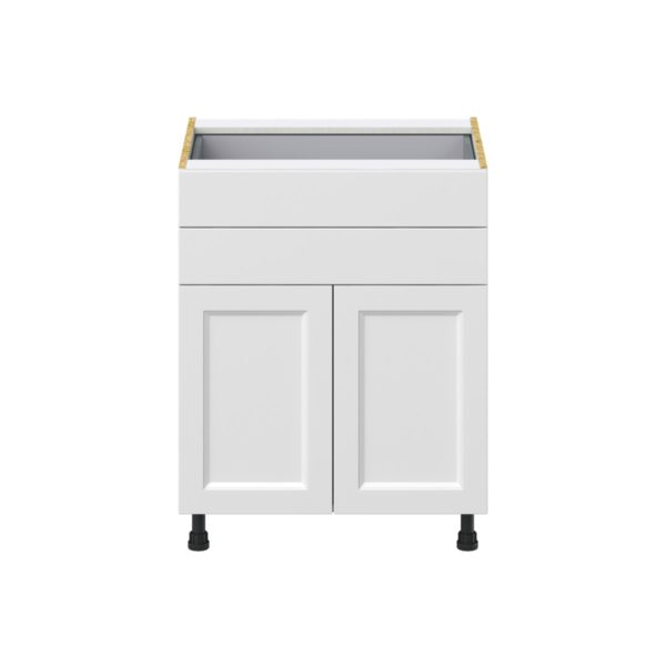 Magnolia Painted Bright White Recessed Assembled Base Cabinet with 2 Doors and Two 5 in. Drawers (27 in. W X 34.5 in. H X 24 in. D)