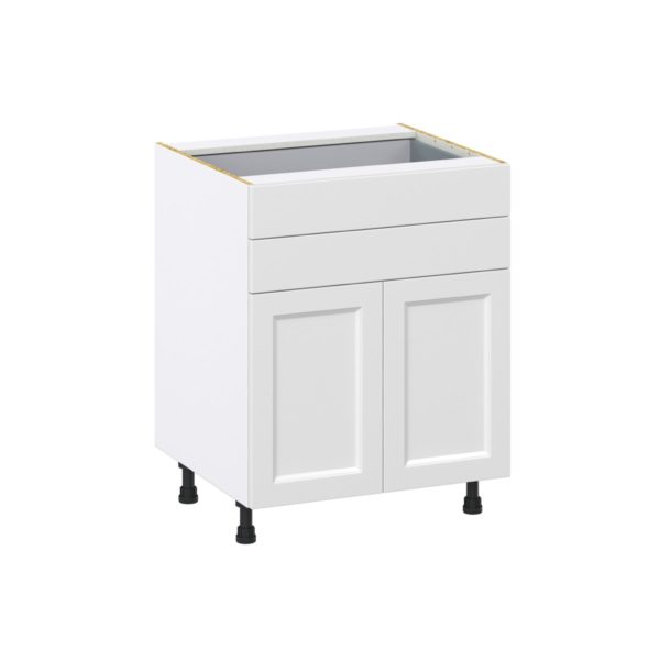 Magnolia Painted Bright White Recessed Assembled Base Cabinet with 2 Doors and Two 5 in. Drawers (27 in. W X 34.5 in. H X 24 in. D)