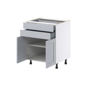 Sea Holly Light Gray  Shaker Assembled Base Cabinet with 2 Doors and Two 5 in. Drawers (27 in. W X 34.5 in. H X 24 in. D)
