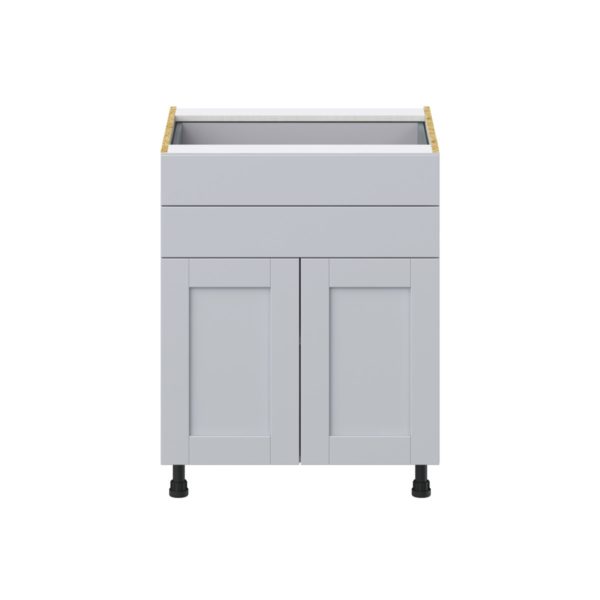 Sea Holly Light Gray  Shaker Assembled Base Cabinet with 2 Doors and Two 5 in. Drawers (27 in. W X 34.5 in. H X 24 in. D)