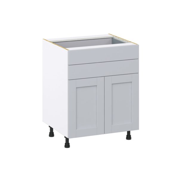 Sea Holly Light Gray  Shaker Assembled Base Cabinet with 2 Doors and Two 5 in. Drawers (27 in. W X 34.5 in. H X 24 in. D)