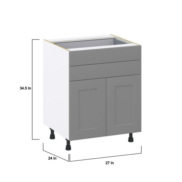 Willow Painted Slate Gray  Shaker Assembled Base Cabinet with 2 Doors and Two 5 in. Drawers (27 in. W X 34.5 in. H X 24 in. D)