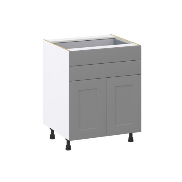 Willow Painted Slate Gray  Shaker Assembled Base Cabinet with 2 Doors and Two 5 in. Drawers (27 in. W X 34.5 in. H X 24 in. D)