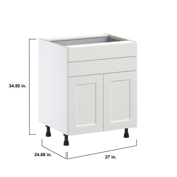 Wisteria Painted Light Gray Recessed Assembled Base Cabinet with 2 Doors and Two 5 in. Drawers (27 in. W X 34.5 in. H X 24 in. D)