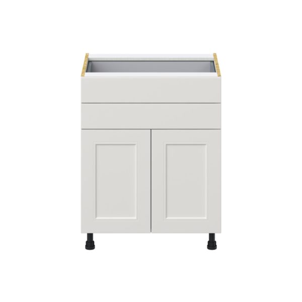 Wisteria Painted Light Gray Recessed Assembled Base Cabinet with 2 Doors and Two 5 in. Drawers (27 in. W X 34.5 in. H X 24 in. D)