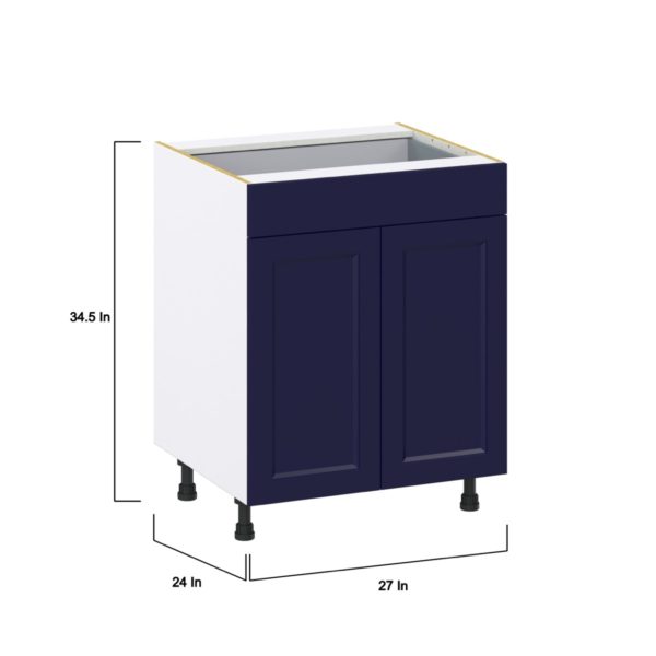 Camellia Painted Midnight Blue Recessed Assembled Base Cabinet with 2 Doors and a Drawer (27 in. W X 34.5 in. H X 24 in. D)