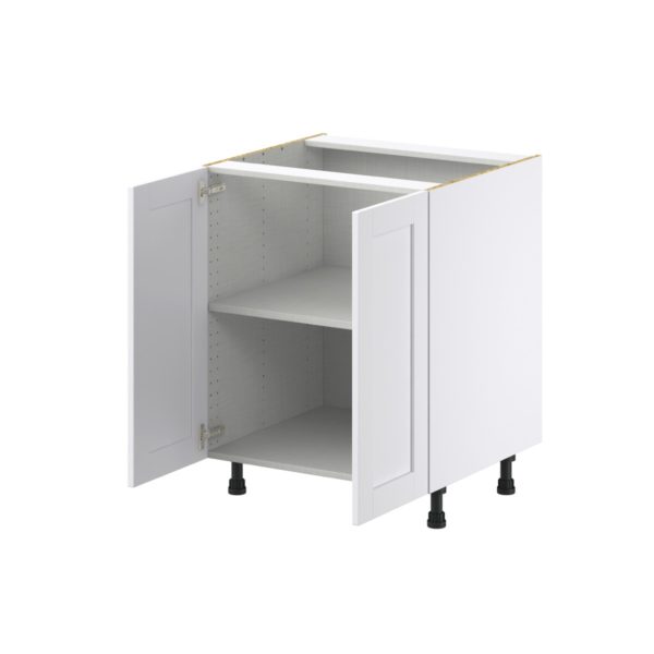 Dahlia Bright White  Shaker Assembled Base Cabinet with 2 Full High Door (27 in. W X 34.5 in. H X 24 in. D)