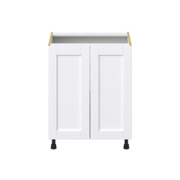 Dahlia Bright White  Shaker Assembled Base Cabinet with 2 Full High Door (27 in. W X 34.5 in. H X 24 in. D)