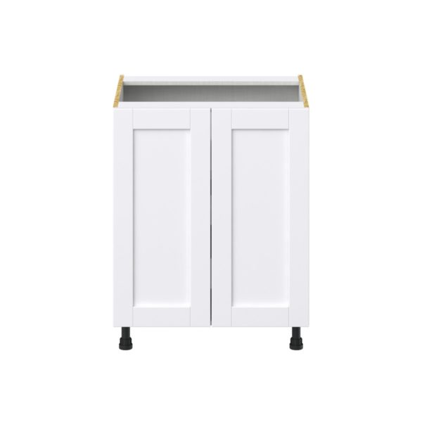 Dahlia Bright White  Shaker Assembled Base Cabinet with a 2 Full High Door and 3 Inner Drawers (27 in. W X 34.5 in. H X 24 in. D)