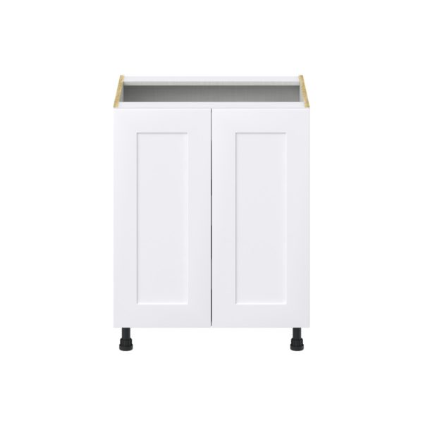 Jasmine Painted Warm White  Shaker Assembled Base Cabinet with a 2 Full High Door and 3 Inner Drawers (27 in. W X 34.5 in. H X 24 in. D)