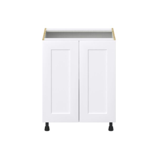 Jasmine Painted Warm White  Shaker Assembled Base Cabinet with 2 Full High Door (27 in. W X 34.5 in. H X 24 in. D)