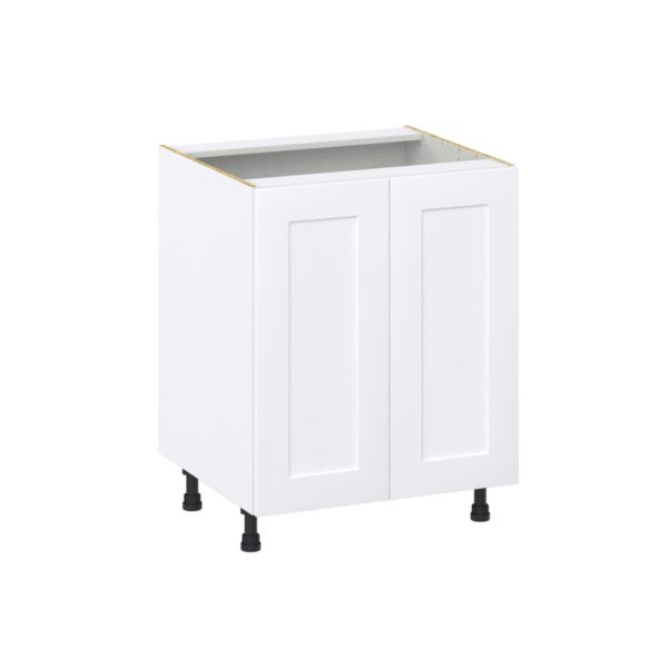 Jasmine Painted Warm White  Shaker Assembled Base Cabinet with 2 Full High Door (27 in. W X 34.5 in. H X 24 in. D)