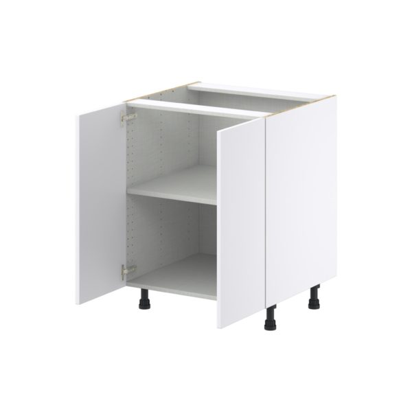 Lily Bright White  Slab Assembled Base Cabinet with 2 Full High Door (27 in. W X 34.5 in. H X 24 in. D)