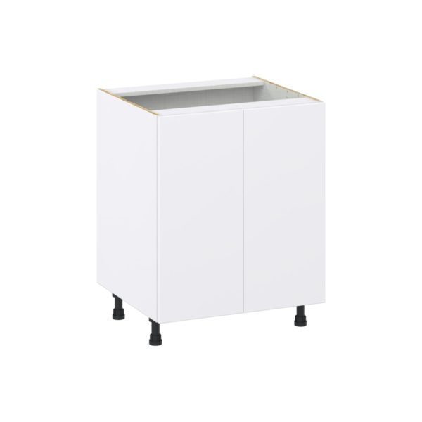 Lily Bright White  Slab Assembled Base Cabinet with 2 Full High Door (27 in. W X 34.5 in. H X 24 in. D)