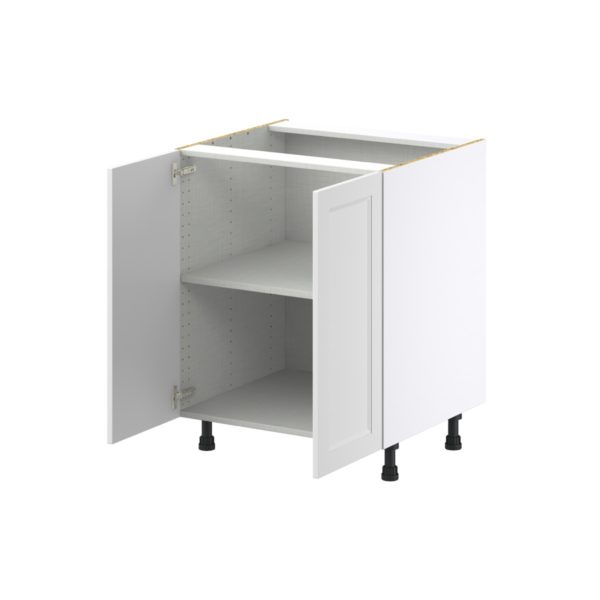 Magnolia Painted Bright White Recessed Assembled Base Cabinet with 2 Full High Door (27 in. W X 34.5 in. H X 24 in. D)