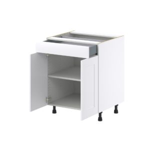 Jasmine Painted Warm White  Shaker Assembled Base Cabinet with 2 Doors and a Drawer (27 in. W X 34.5 in. H X 24 in. D)