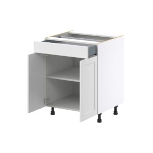 Magnolia Painted Bright White Recessed Assembled Base Cabinet with 2 Doors and a Drawer (27 in. W X 34.5 in. H X 24 in. D)