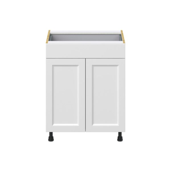 Magnolia Painted Bright White Recessed Assembled Base Cabinet with 2 Doors and a Drawer (27 in. W X 34.5 in. H X 24 in. D)