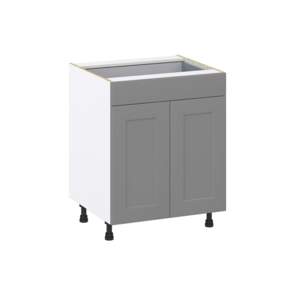 Willow Painted Slate Gray  Shaker Assembled Base Cabinet with 2 Doors and a Drawer (27 in. W X 34.5 in. H X 24 in. D)