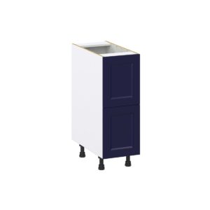 Camellia Painted Midnight Blue Recessed Assembled Base Cabinet with 2 Drawers (12 in. W X 34.5 in. H X 24 in. D)