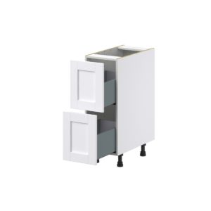 Dahlia Bright White  Shaker Assembled Base Cabinet with 2 Drawers (12 in. W X 34.5 in. H X 24 in. D)