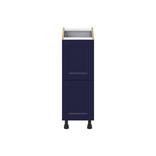 Camellia Painted Midnight Blue Recessed Assembled Base Cabinet with 2 Drawers and 1 Inner Drawer (12 in. W X 34.5 in. H X 24 in. D)