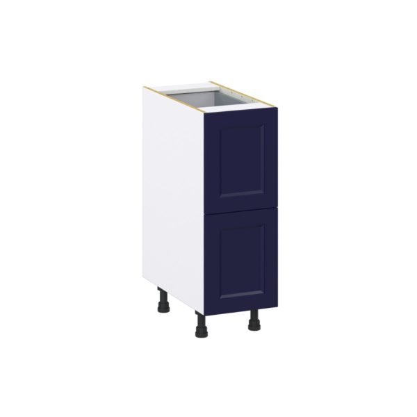 Camellia Painted Midnight Blue Recessed Assembled Base Cabinet with 2 Drawers and 1 Inner Drawer (12 in. W X 34.5 in. H X 24 in. D)