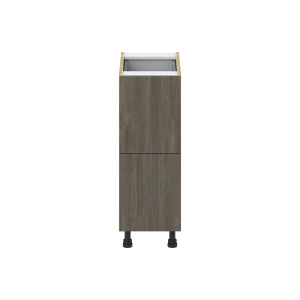 Cordyline Textured Slab Walnut Assembled Base Cabinet with 2 Drawers and 1 Inner Drawer (12 in. W X 34.5 in. H X 24 in. D)