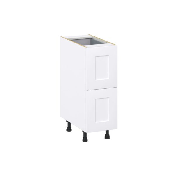 Jasmine Painted Warm White  Shaker Assembled Base Cabinet with 2 Drawers and 1 Inner Drawer (12 in. W X 34.5 in. H X 24 in. D)