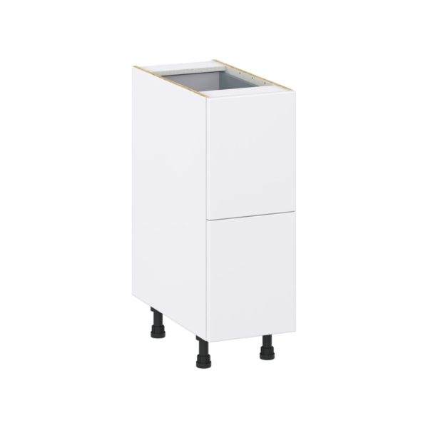 Lily Bright White  Slab Assembled Base Cabinet with 2 Drawers and 1 Inner Drawer (12 in. W X 34.5 in. H X 24 in. D)