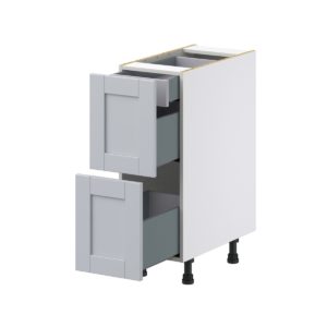 Sea Holly Light Gray  Shaker Assembled Base Cabinet with 2 Drawers and 1 Inner Drawer (12 in. W X 34.5 in. H X 24 in. D)