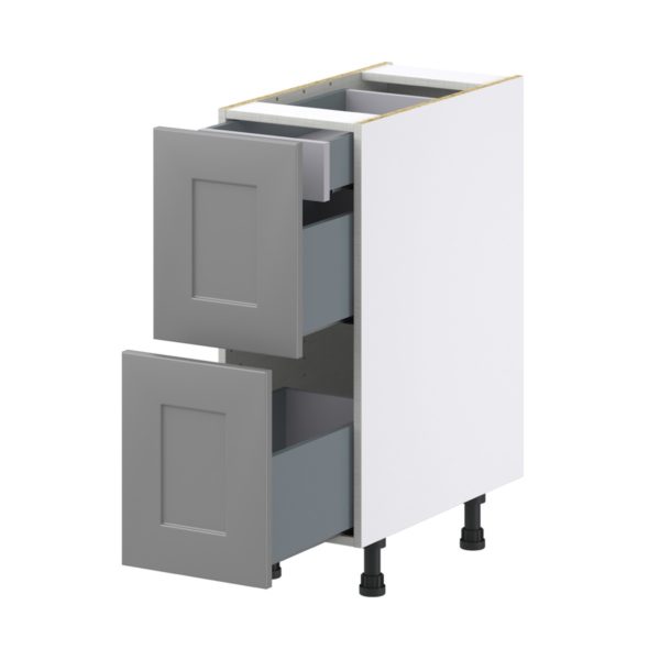 Willow Painted Slate Gray  Shaker Assembled Base Cabinet with 2 Drawers and 1 Inner Drawer (12 in. W X 34.5 in. H X 24 in. D)