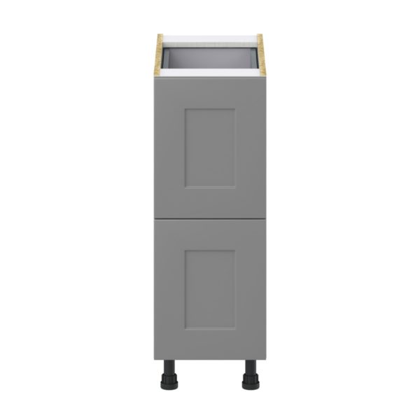 Willow Painted Slate Gray  Shaker Assembled Base Cabinet with 2 Drawers and 1 Inner Drawer (12 in. W X 34.5 in. H X 24 in. D)