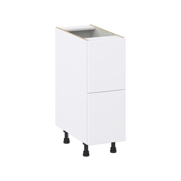 Lily Bright White  Slab Assembled Base Cabinet with 2 Drawers (12 in. W X 34.5 in. H X 24 in. D)