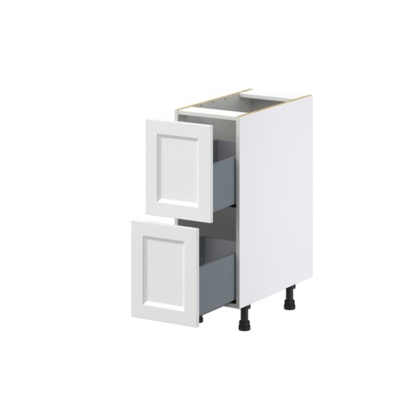 Magnolia Painted Bright White Recessed Assembled Base Cabinet with 2 Drawers (12 in. W X 34.5 in. H X 24 in. D)