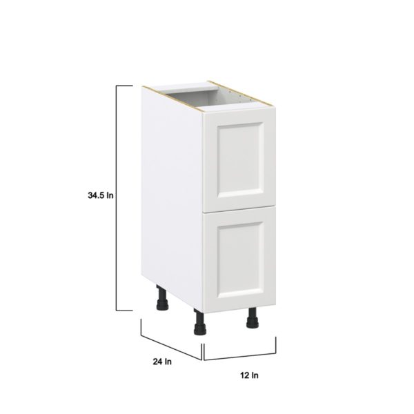 Magnolia Painted Bright White Recessed Assembled Base Cabinet with 2 Drawers (12 in. W X 34.5 in. H X 24 in. D)