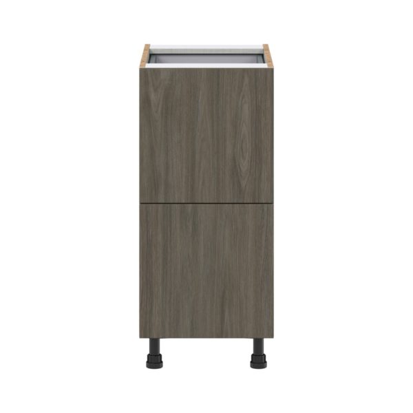 Cordyline Textured Slab Walnut Assembled Base Cabinet with 2 Drawers and 1 Inner Drawer (15 in. W x 34.5 in. H x 24 in. D)