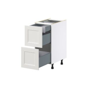 Wisteria Painted Light Gray Recessed Assembled Base Cabinet with 2 Drawers and 1 Inner Drawer (15 in. W x 34.5 in. H x 24 in. D)